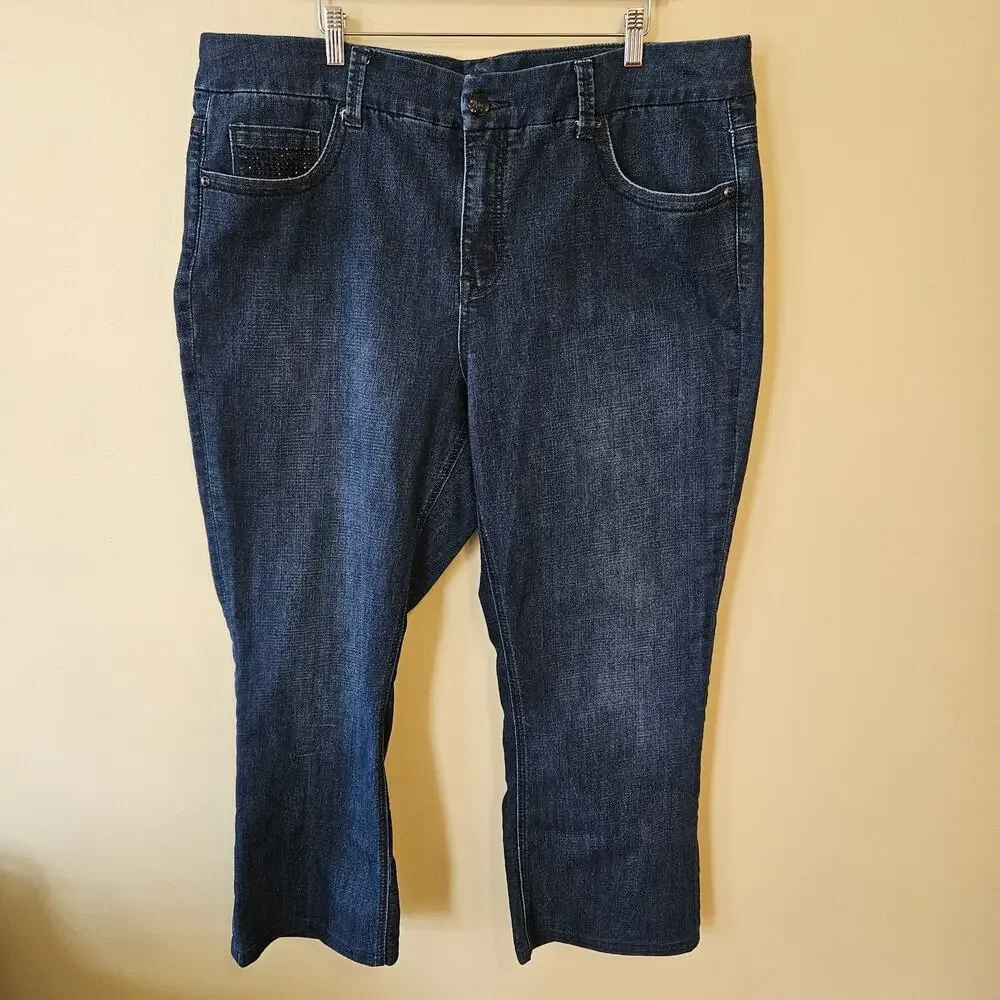 Seven7 Melissa McCarthy Slim Boot Jeans, Size 20W Embellished Dark Wash Ankle - Picture 3 of 9